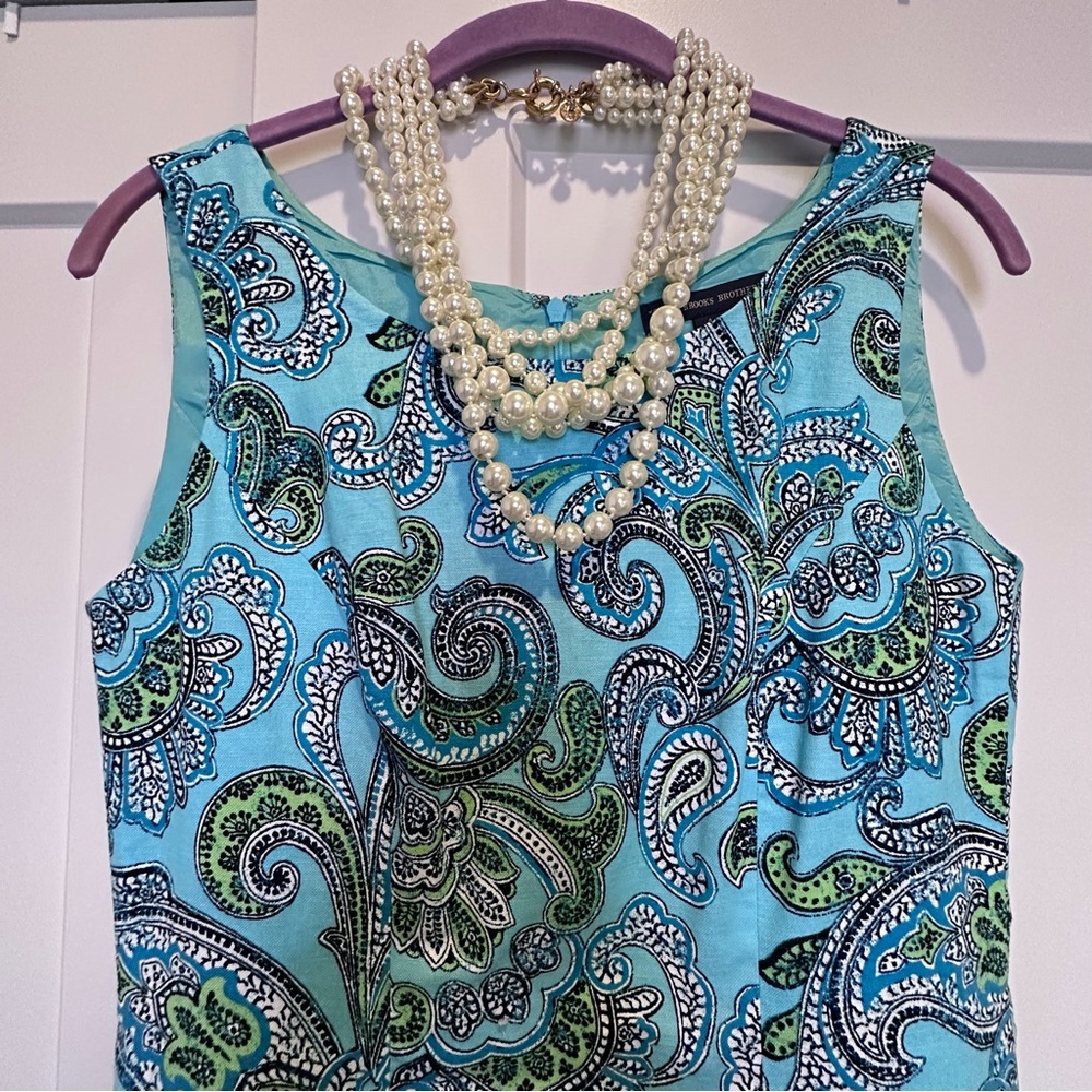 Brooks Brothers Paisley Drop Waist Sleeveless Dress